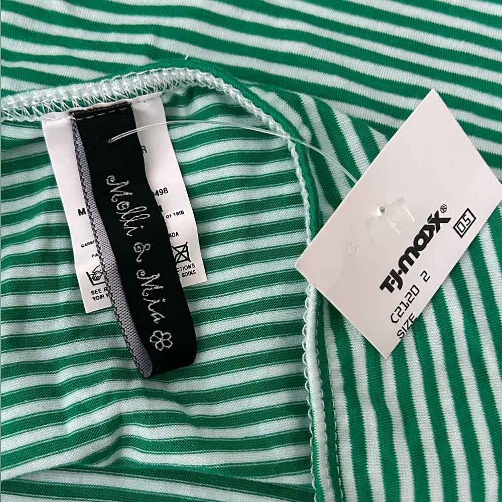NWT Molli & Mia Summery Green White Stripe Tie Neck Halter Top Size M - Picture 6 of 11